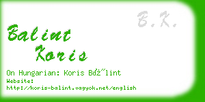 balint koris business card